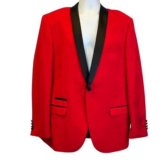 Zonettie Red Shawl Collar Tuxedo Jacket Size 42R - Picture 1 of 5